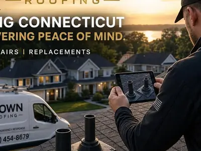 Crown Roofing & Exteriors crew performing roof inspection in Connecticut