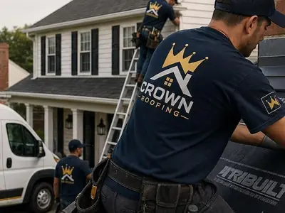 Crown Roofing & Exteriors crew performing roof waterproofing in Connecticut