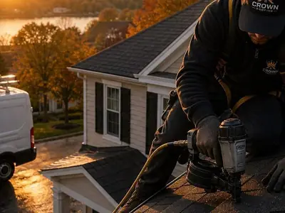 Crown Roofing & Exteriors crew performing shingle roofing in Connecticut
