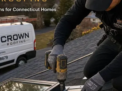 Crown Roofing & Exteriors crew performing skylight roofing in Connecticut