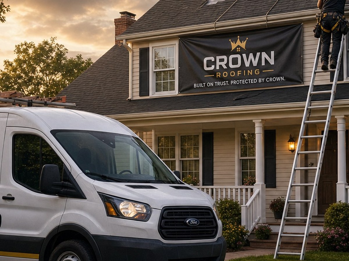 Crown Roofing crew performing residential roofing in Connecticut