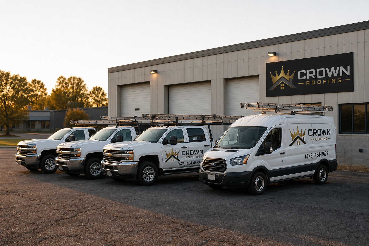Crown Roofing branded service vehicle