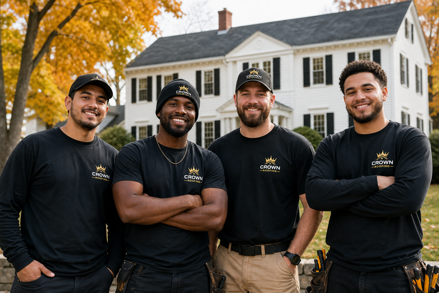 Crown Roofing technicians on a Danbury roof